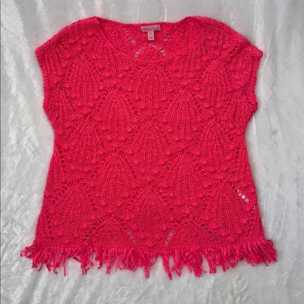 Lilly Pulitzer Cassis crochet Shell out pink Top - M